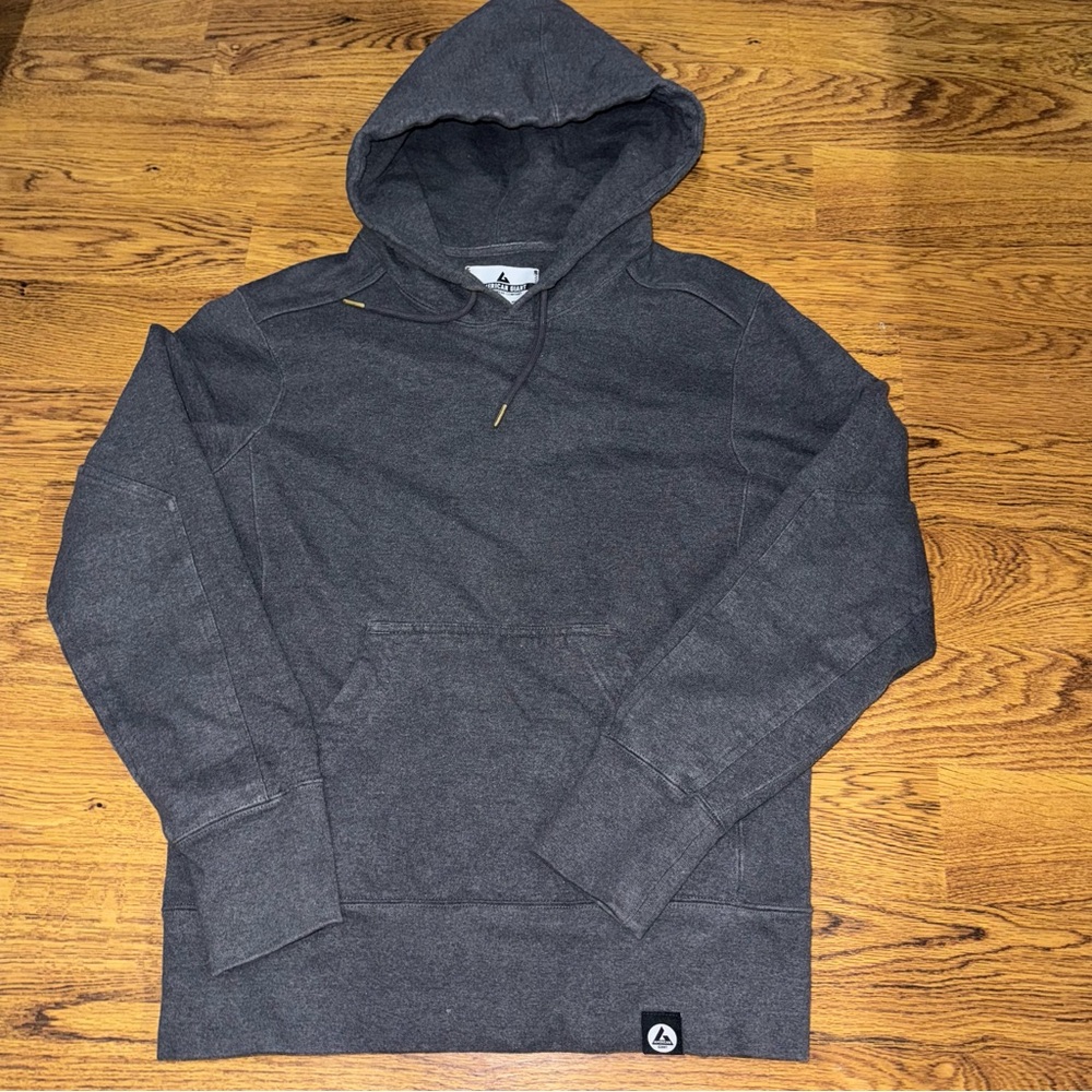 American Giant Men's Small S Heathered Charcoal Gray Pullover Hoodie Sweatshirt